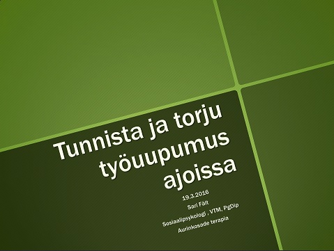 Tunnista ja torju työuupumus